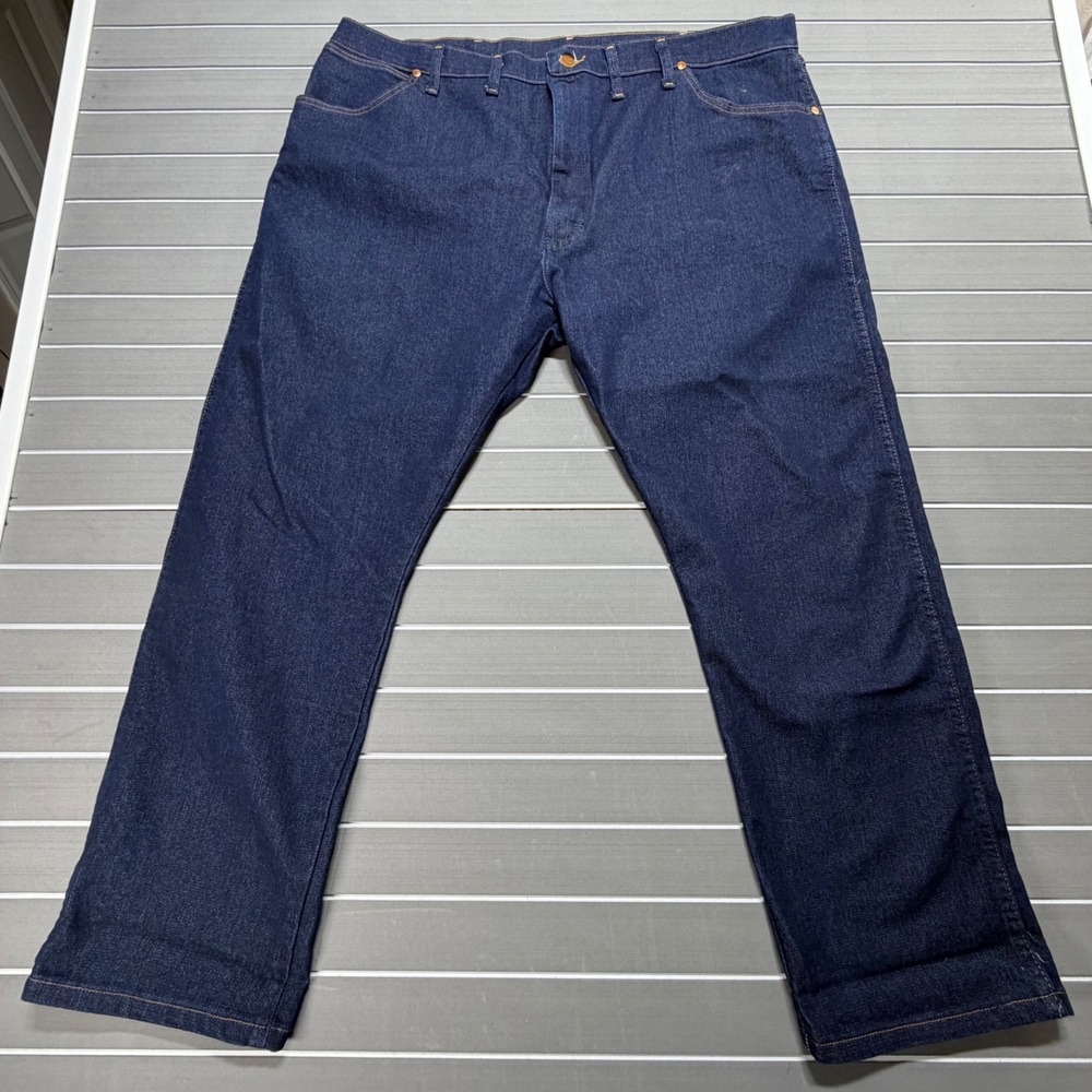 Wrangler Mens Cowboy Cut Jeans 44x30 Dark Wash Straight Leg Denim 13MAFPW Indigo